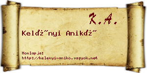 Kelényi Anikó névjegykártya